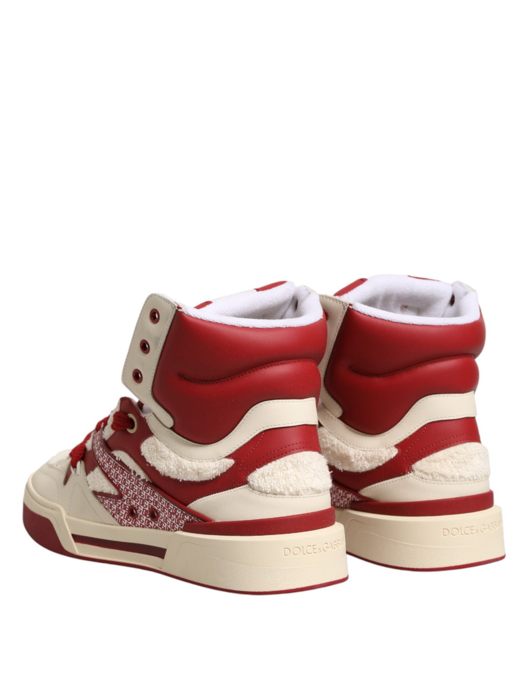 Dolce &amp; Gabbana White Red Custom 2.Zero High Top Men Sneakers Shoes