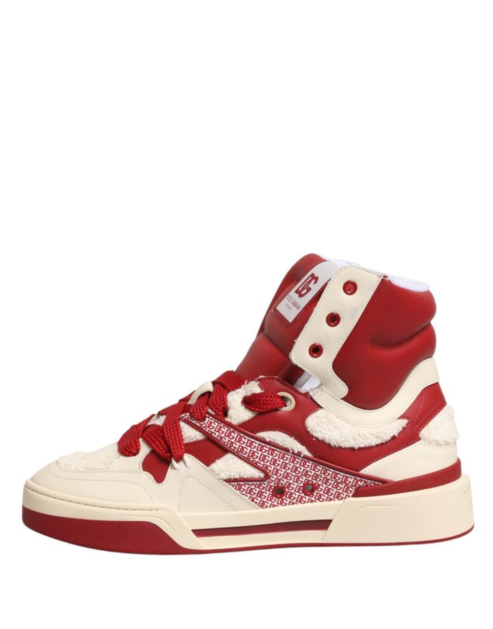 Dolce &amp; Gabbana White Red Custom 2.Zero High Top Men Sneakers Shoes