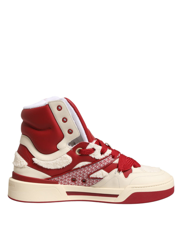 Dolce &amp; Gabbana White Red Custom 2.Zero High Top Men Sneakers Shoes