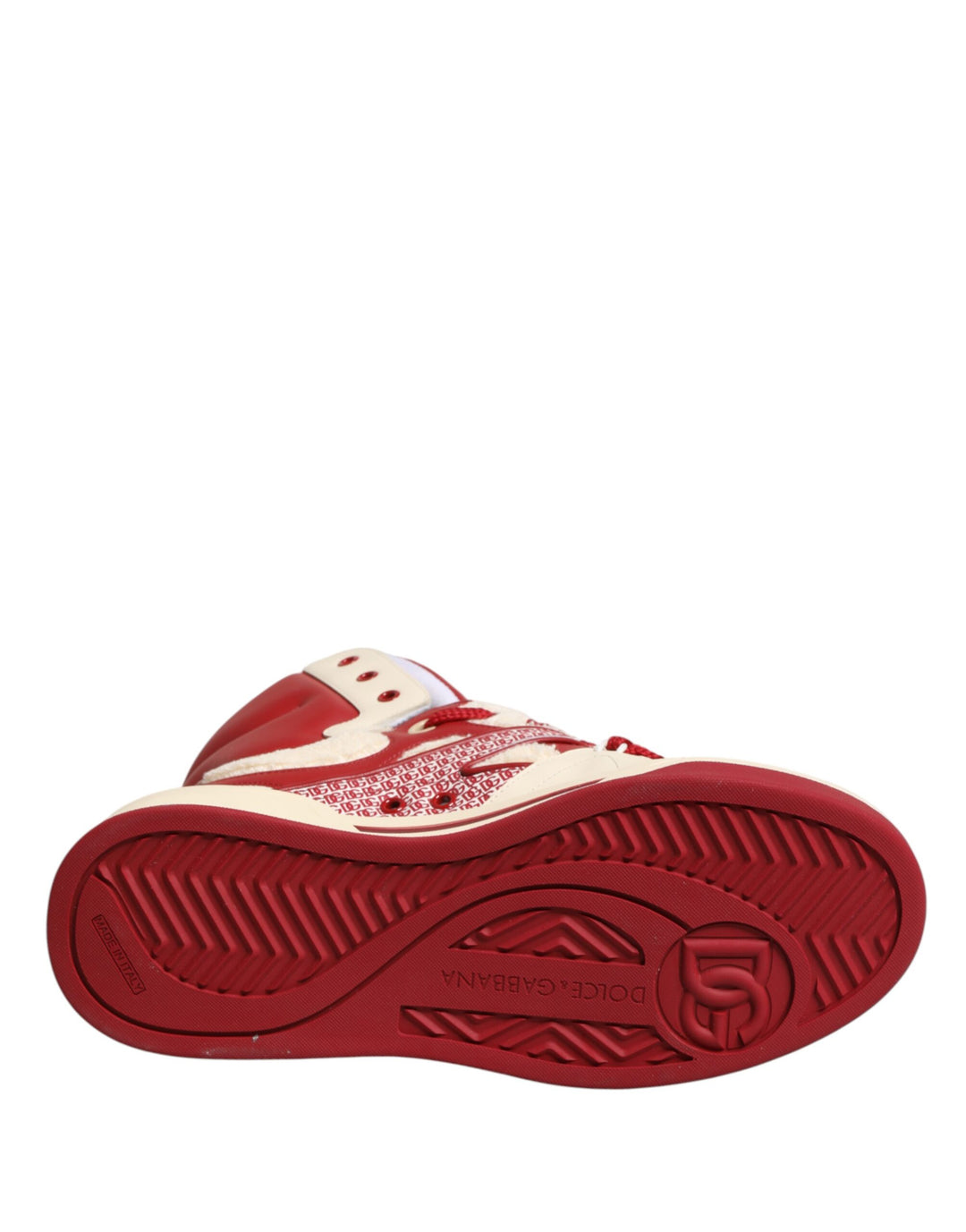 Dolce &amp; Gabbana White Red Custom 2.Zero High Top Men Sneakers Shoes