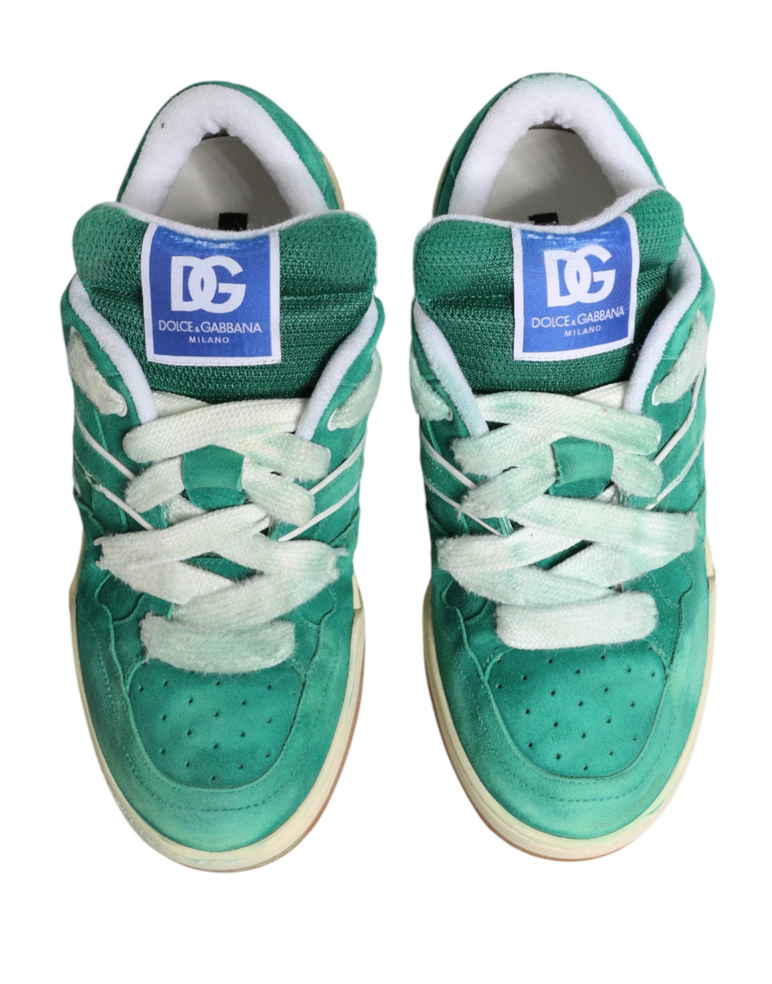 Dolce &amp; Gabbana Green Suede New Roma Low Top Sneakers Shoes