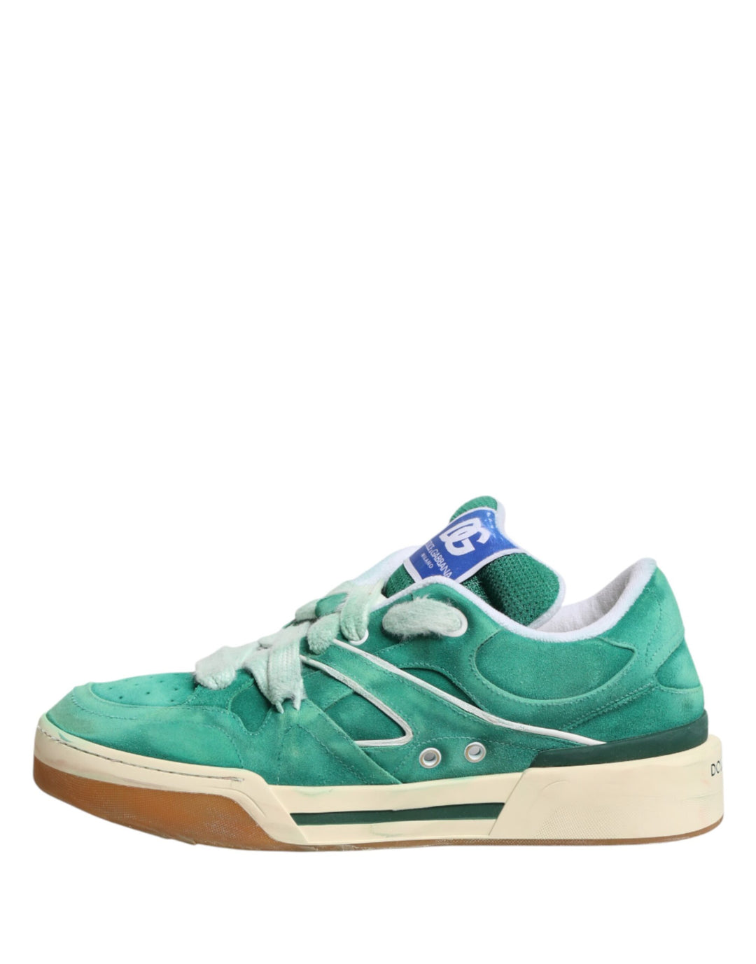 Dolce &amp; Gabbana Green Suede New Roma Low Top Sneakers Shoes