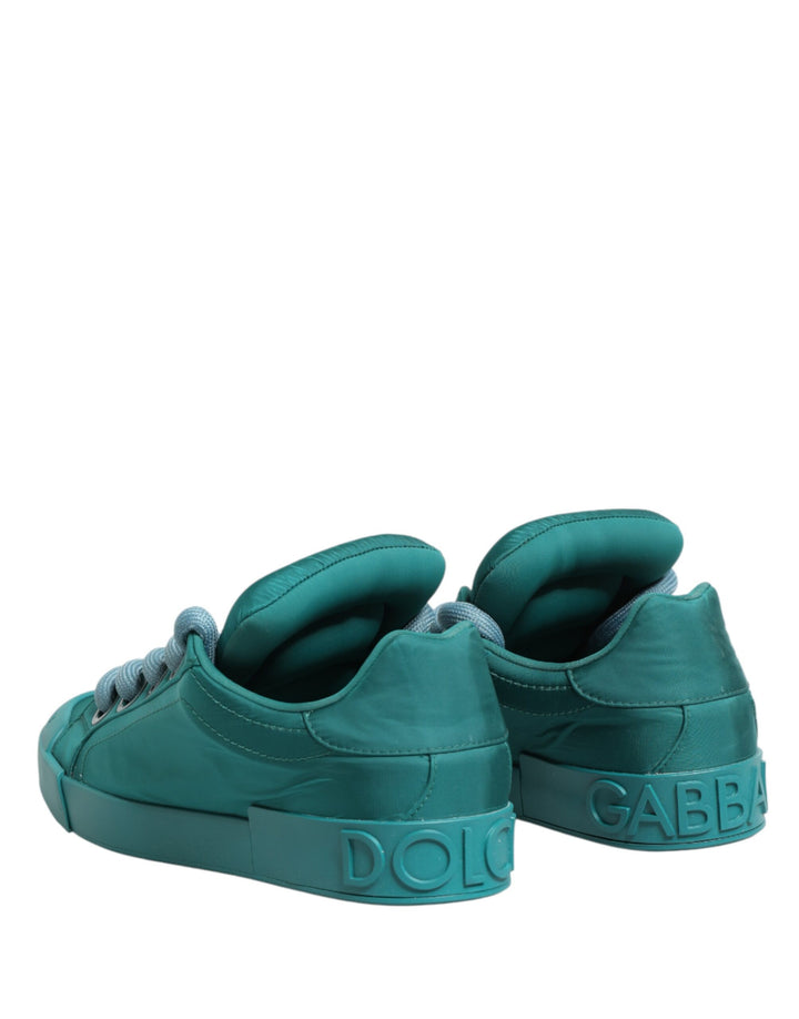 Dolce &amp; Gabbana Teal Portofino Men Low Top Sneakers Shoes