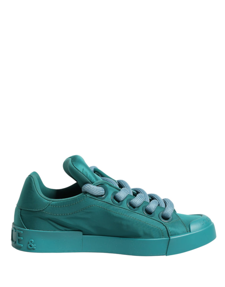Dolce &amp; Gabbana Teal Portofino Men Low Top Sneakers Shoes