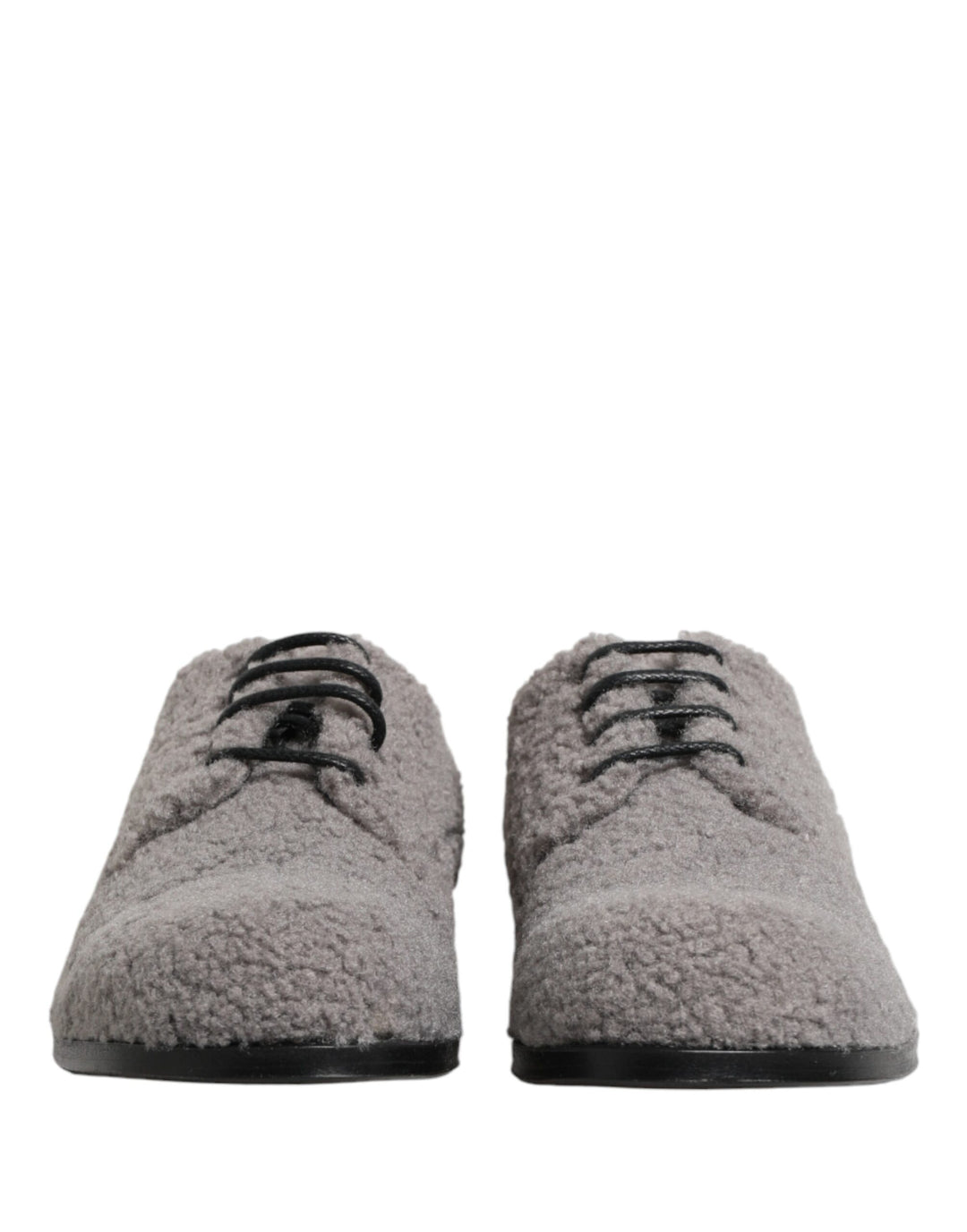 Dolce &amp; Gabbana Gray Fleece Lace Up Men Derby Dress Shoes