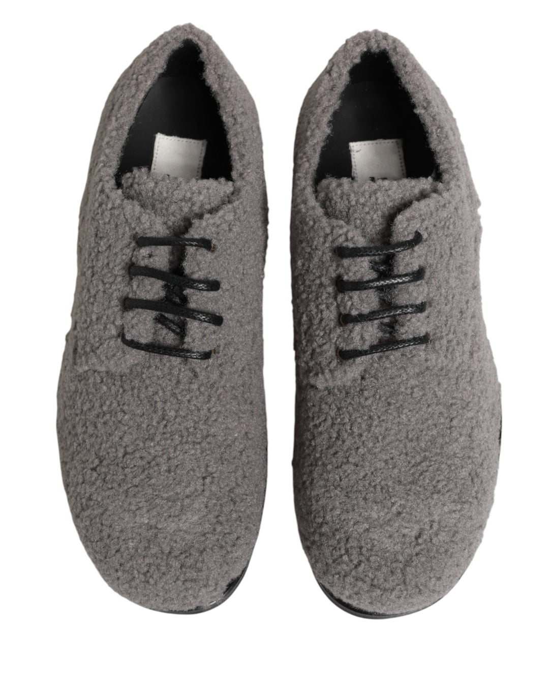 Dolce &amp; Gabbana Gray Fleece Lace Up Men Derby Dress Shoes