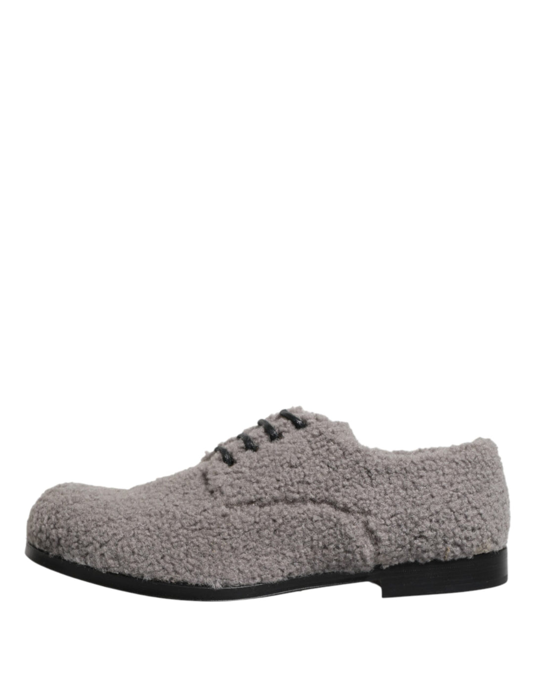 Dolce &amp; Gabbana Gray Fleece Lace Up Men Derby Dress Shoes