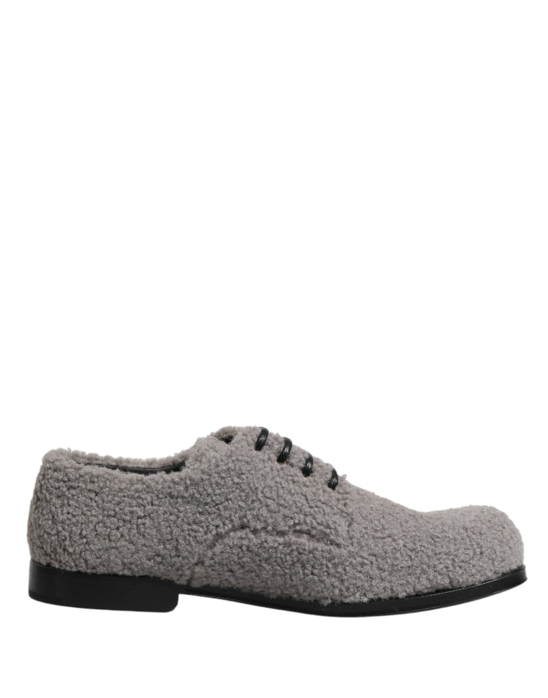 Dolce &amp; Gabbana Gray Fleece Lace Up Men Derby Dress Shoes