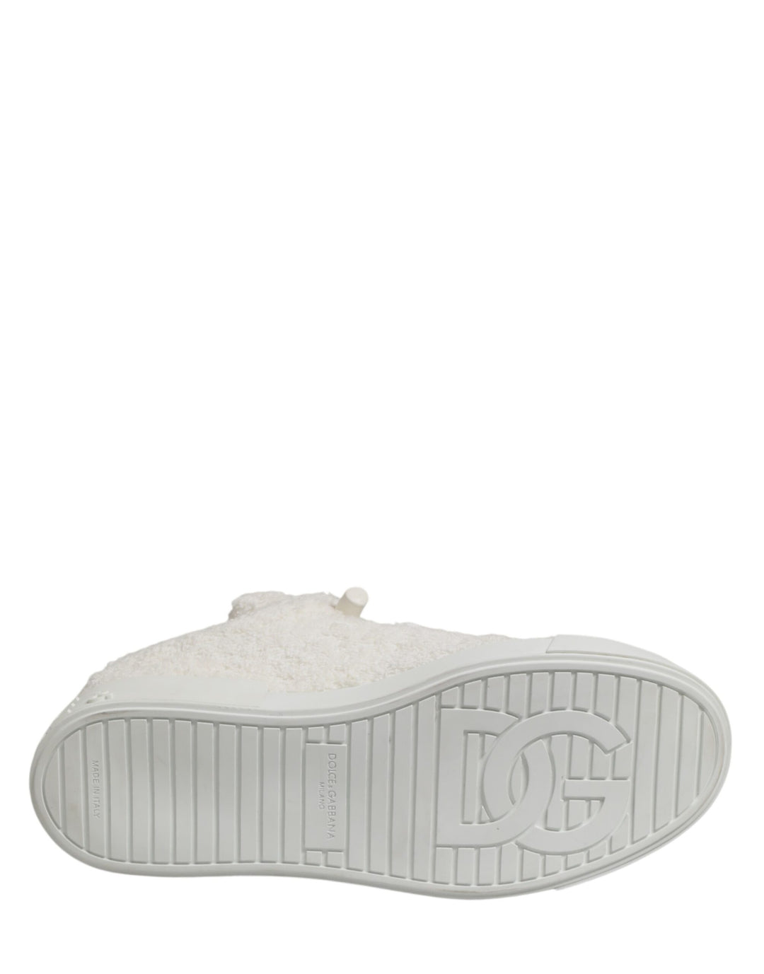 Dolce &amp; Gabbana White Faux Shearling Low Top Sneakers  Shoes