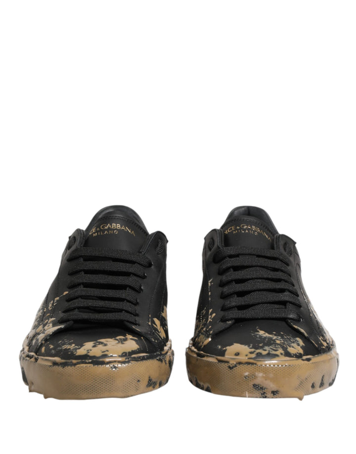 Dolce &amp; Gabbana Black Portofino Mud Effect Low Top Sneakers Shoes