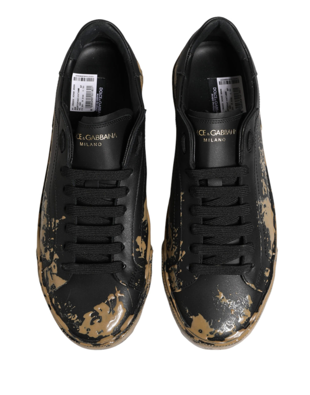 Dolce &amp; Gabbana Black Portofino Mud Effect Low Top Sneakers Shoes