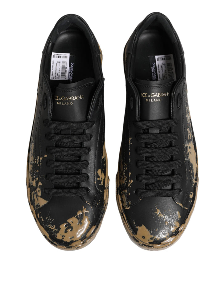 Dolce &amp; Gabbana Black Portofino Mud Effect Low Top Sneakers Shoes