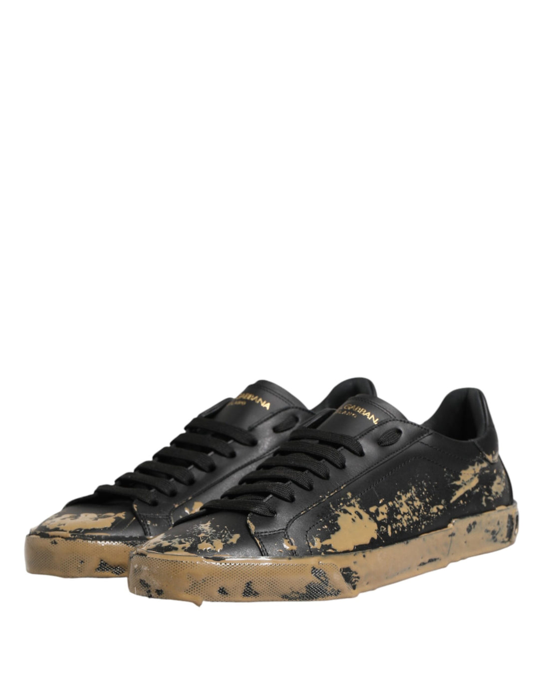 Dolce &amp; Gabbana Black Portofino Mud Effect Low Top Sneakers Shoes