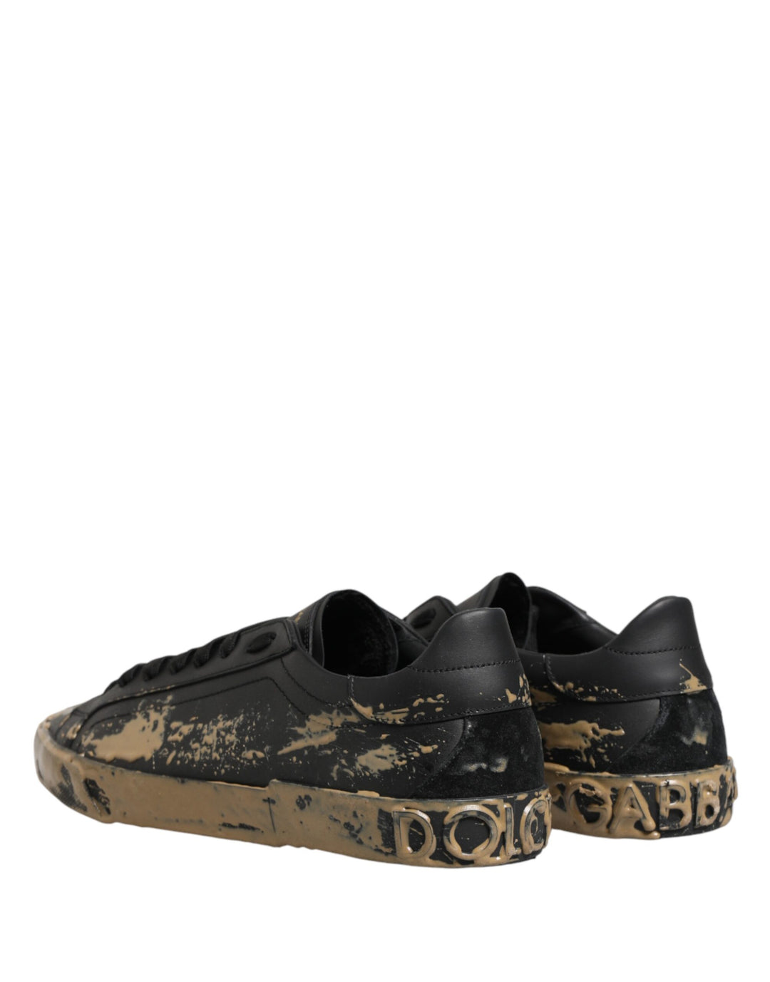 Dolce &amp; Gabbana Black Portofino Mud Effect Low Top Sneakers Shoes
