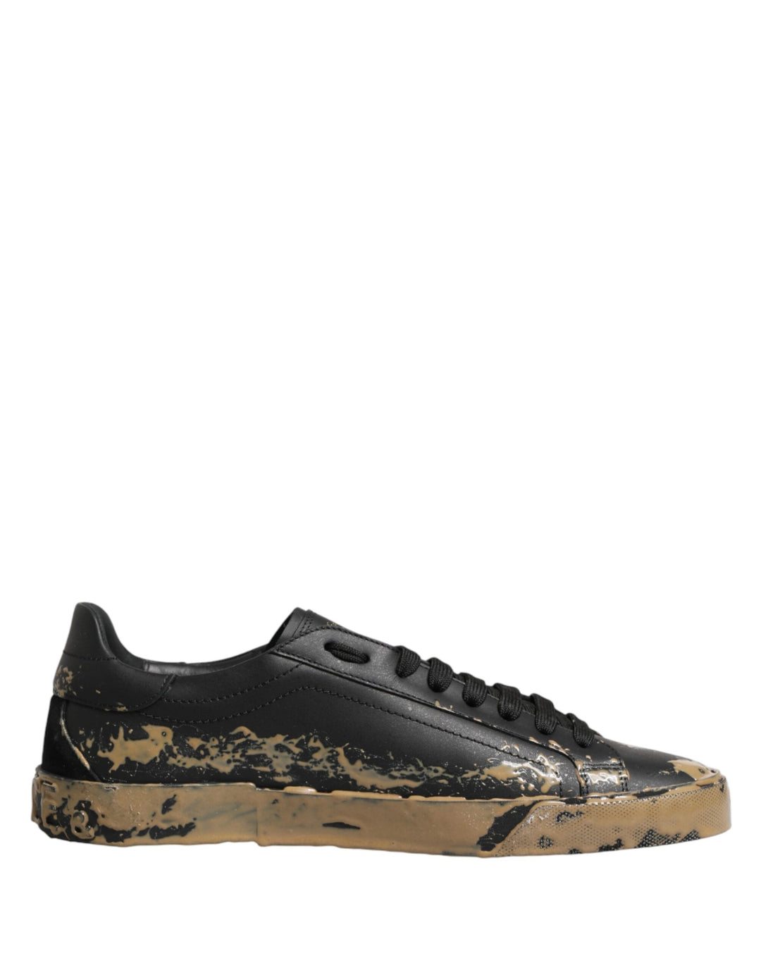 Dolce &amp; Gabbana Black Portofino Mud Effect Low Top Sneakers Shoes
