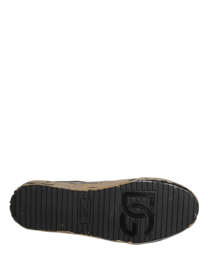 Dolce &amp; Gabbana Black Portofino Mud Effect Low Top Sneakers Shoes