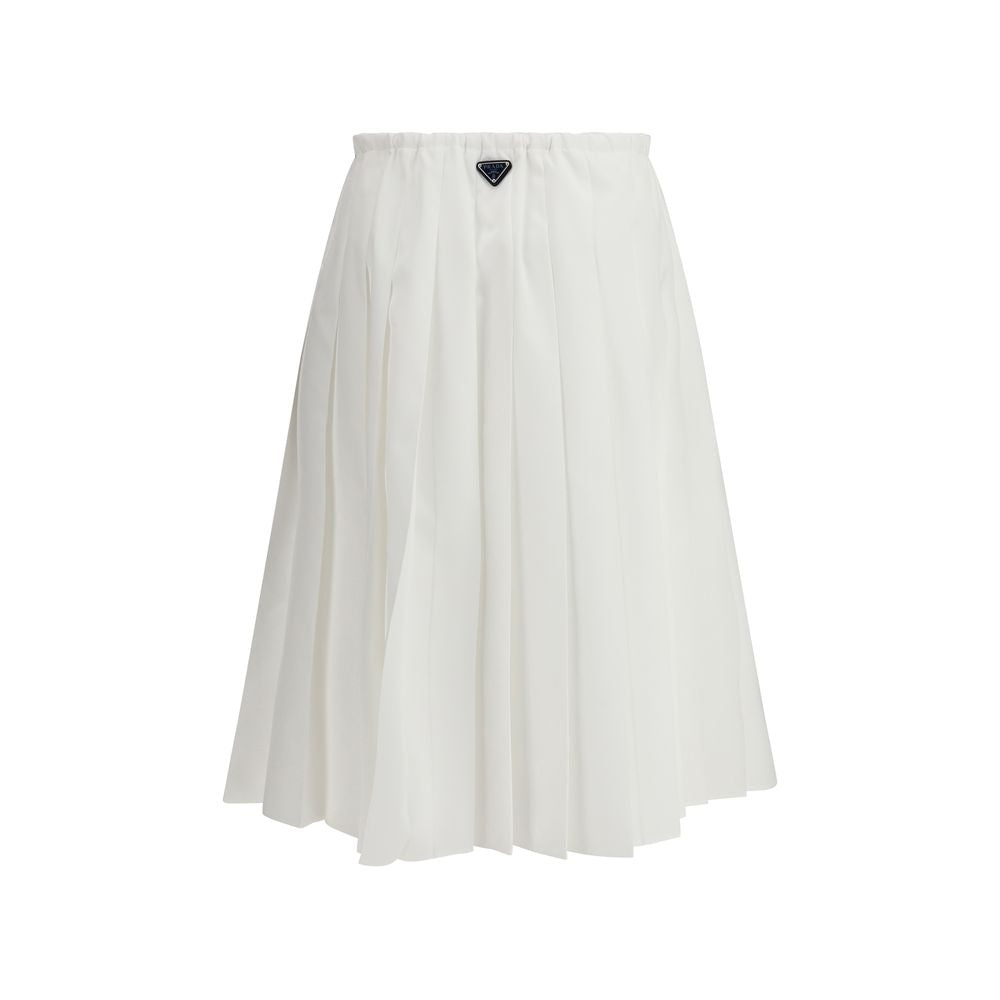 Prada White Cotton Long Skirt