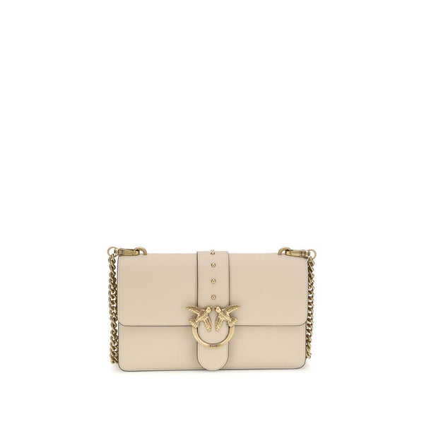 PINKO - Beige Calf Leather Bos Taurus Shoulder Bag