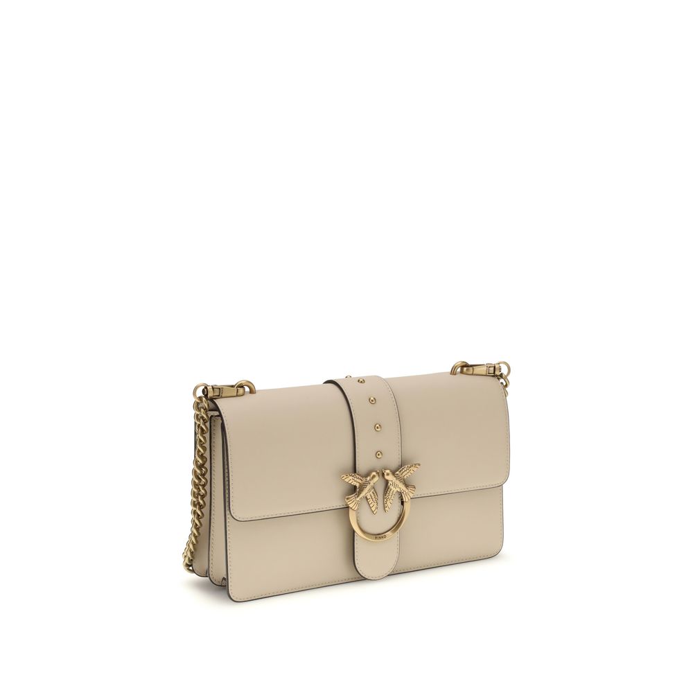 PINKO - Beige Calf Leather Bos Taurus Shoulder Bag