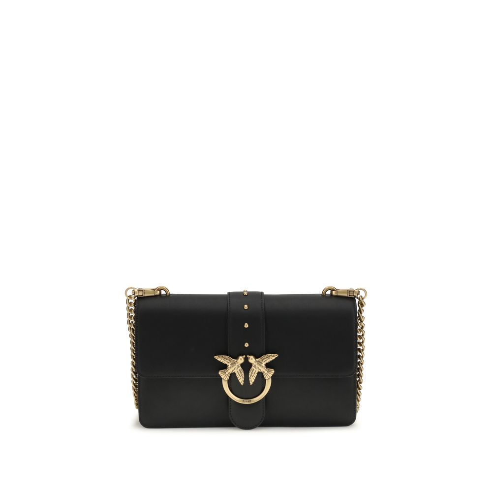 PINKO - Black Calf Leather Bos Taurus Shoulder Bag