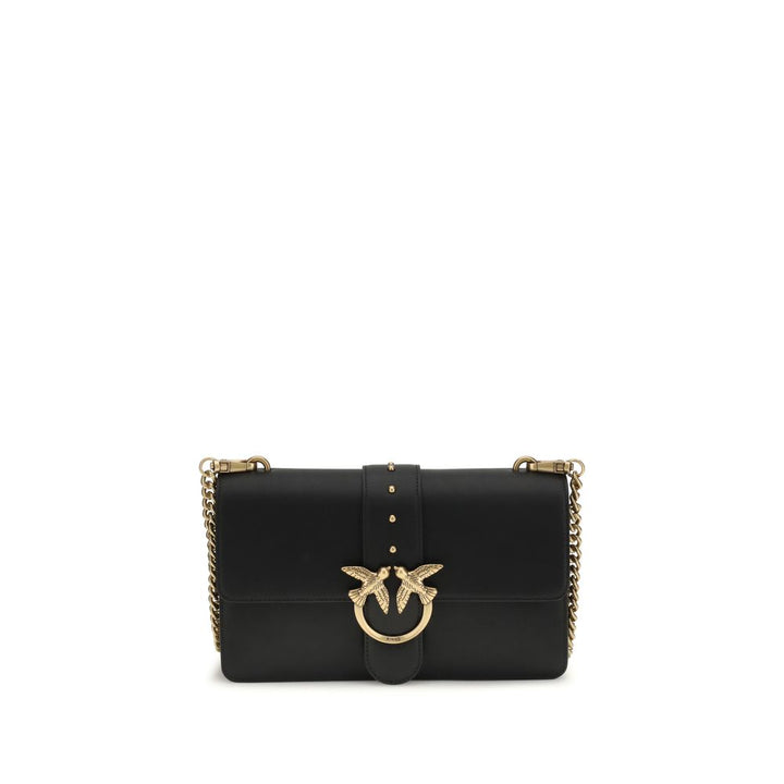 PINKO - Black Calf Leather Bos Taurus Shoulder Bag