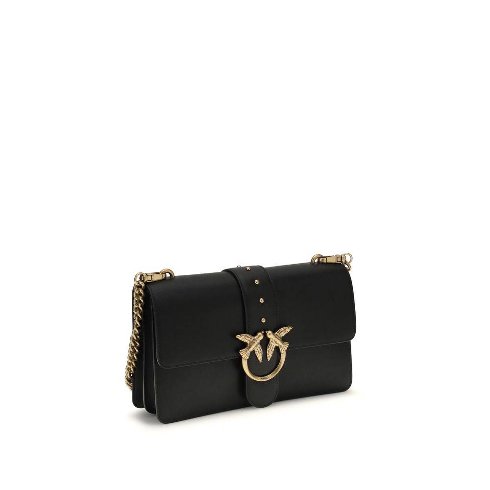 PINKO - Black Calf Leather Bos Taurus Shoulder Bag