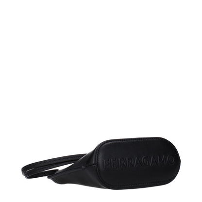 Salvatore Ferragamo Black Leather Clutch Bag