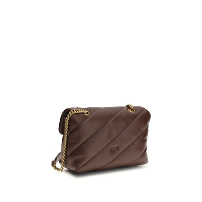 PINKO Brown Calf Leather Bos Taurus Shoulder Bag