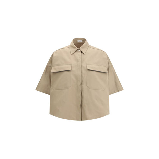 Brunello Cucinelli Beige Cotton Shortsleeve Shirt