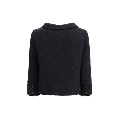 Valentino Black Fleece Wool Coat