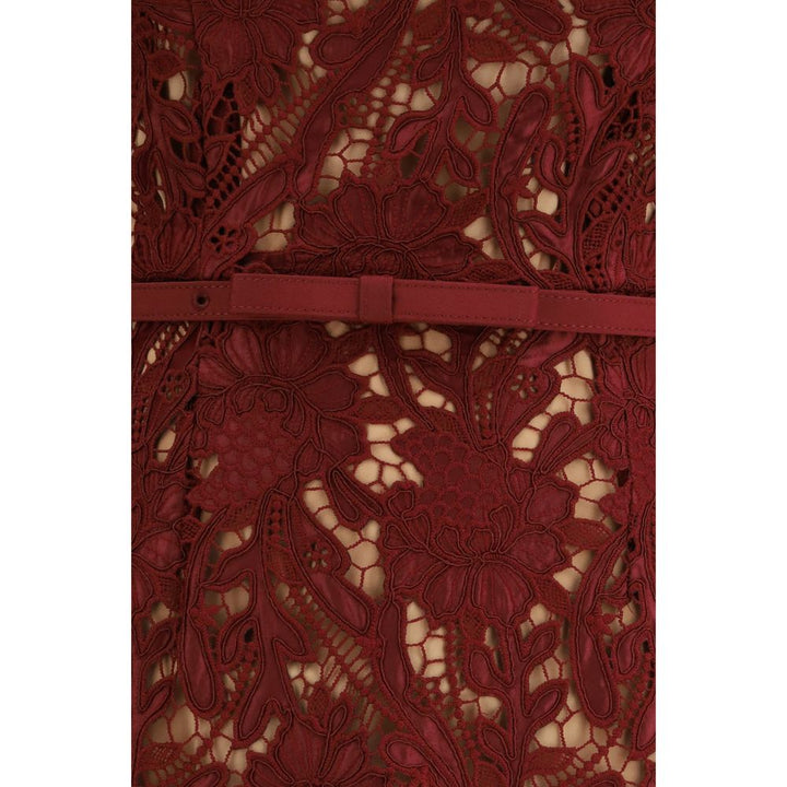 Self-Portrait Bordeaux Polyester Cocktail Dress