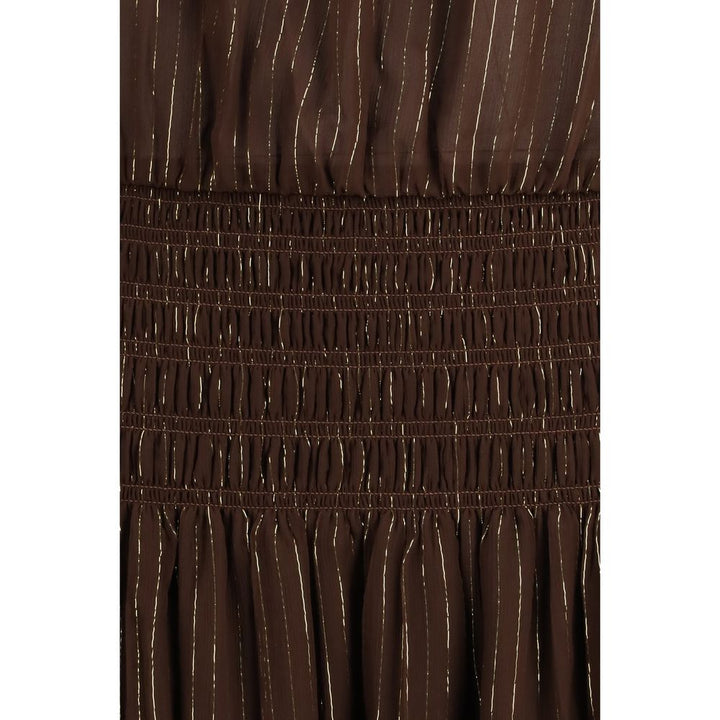 Self-Portrait Brown Silk Long Dress
