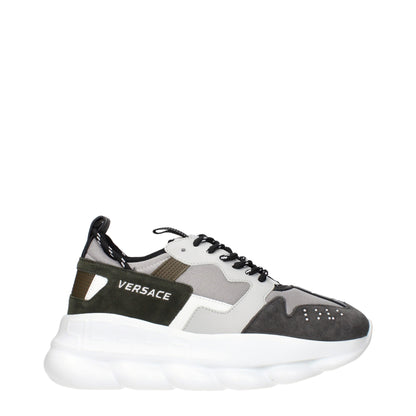 Versace Gray Fabric Chunky Sneakers