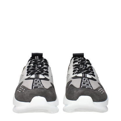 Versace Gray Fabric Chunky Sneakers