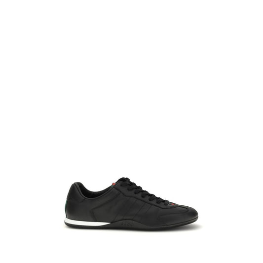 Gucci Black Calf Leather Bos Taurus Low Top Sneakers