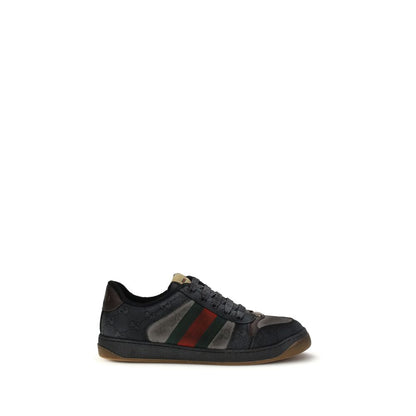 Gucci Black Calf Leather Bos Taurus Low Top Sneakers