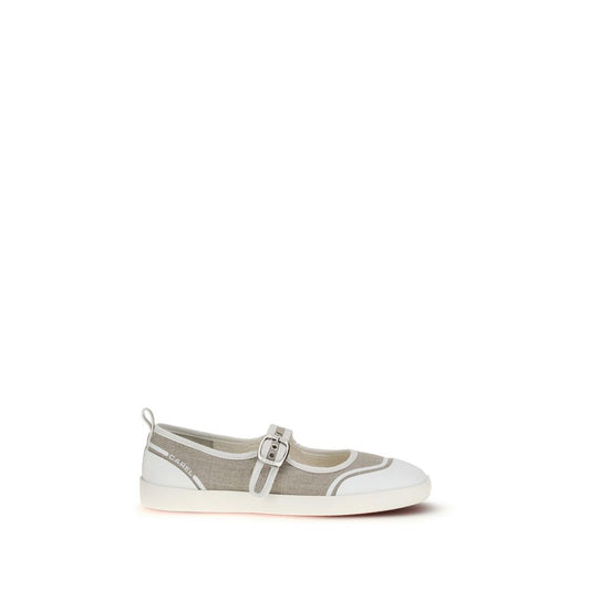 Carel Paris Beige Cotton Ballet Flats