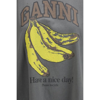 Ganni Gray Cotton T-Shirt