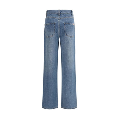 Self-Portrait Blue Cotton Straight-Leg Jeans