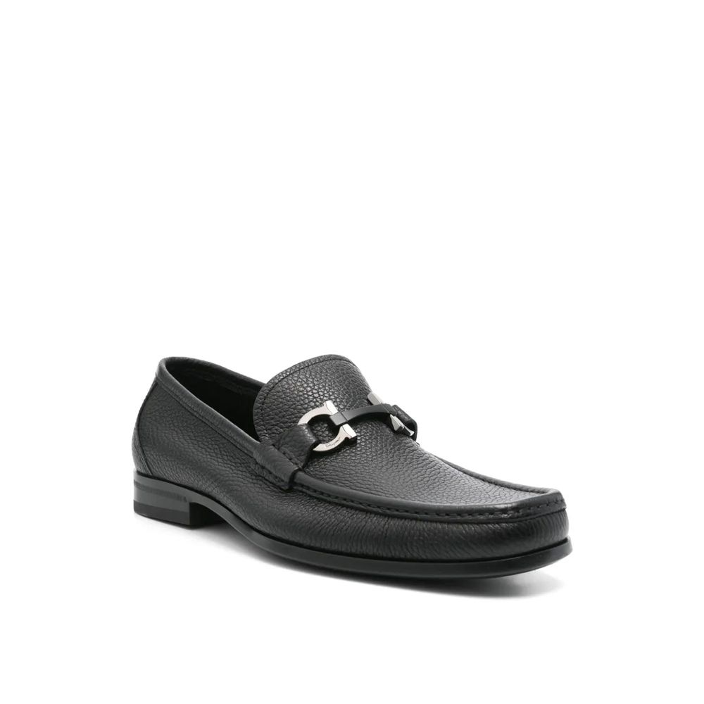 Salvatore Ferragamo Black Calfskin Slip-On Loafers