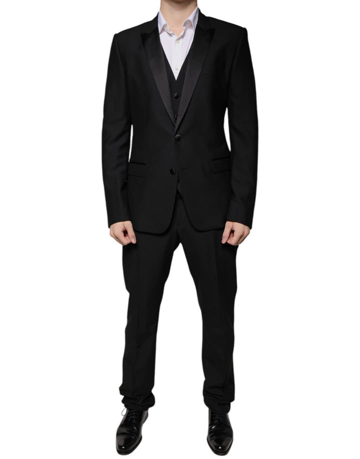 Dolce &amp; Gabbana Black Virgin Wool Tuxedo