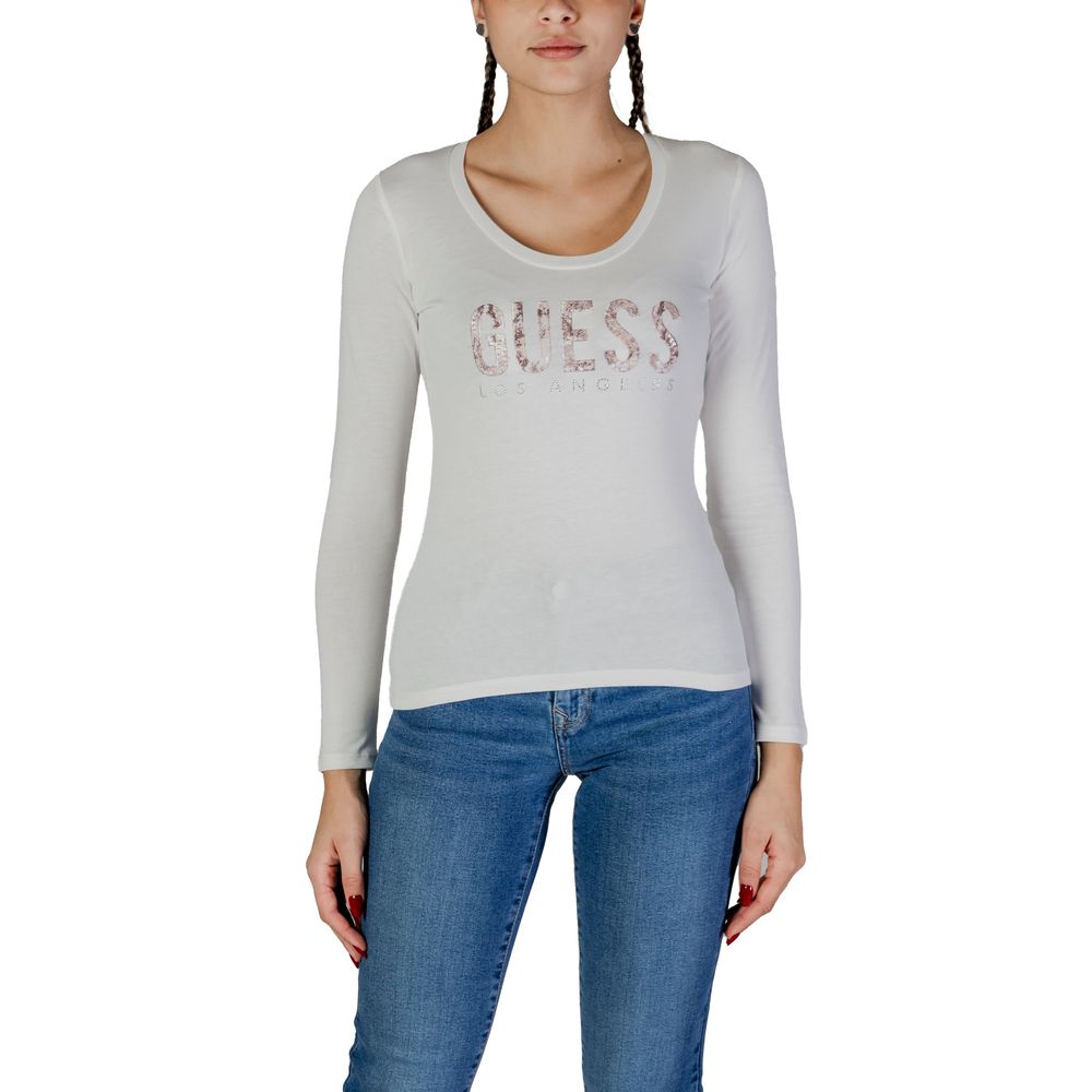 Guess White Cotton Long Sleeve T-Shirt