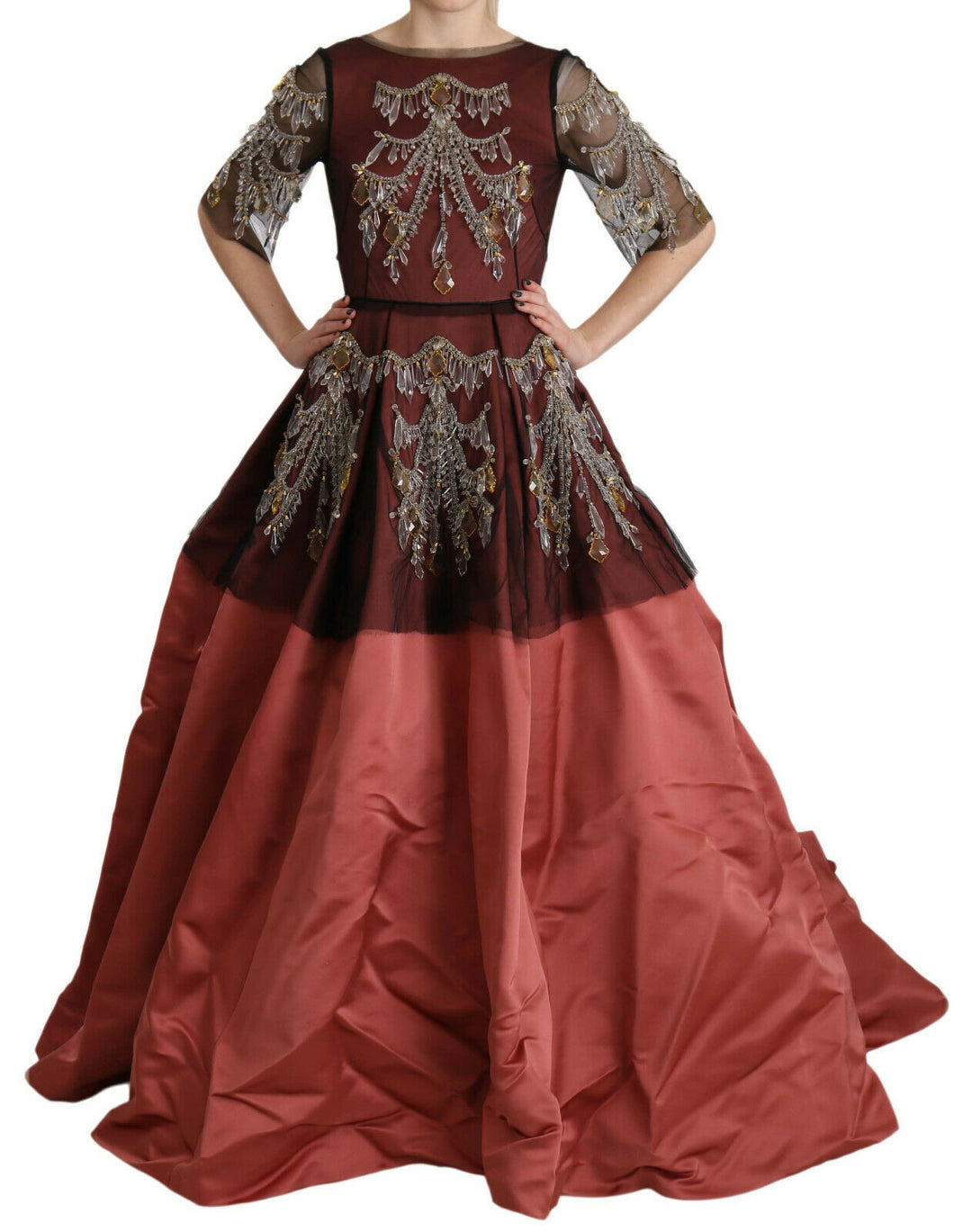 Dolce &amp; Gabbana Crystal Chandelier Silk Princess Gown Dress women’s dress