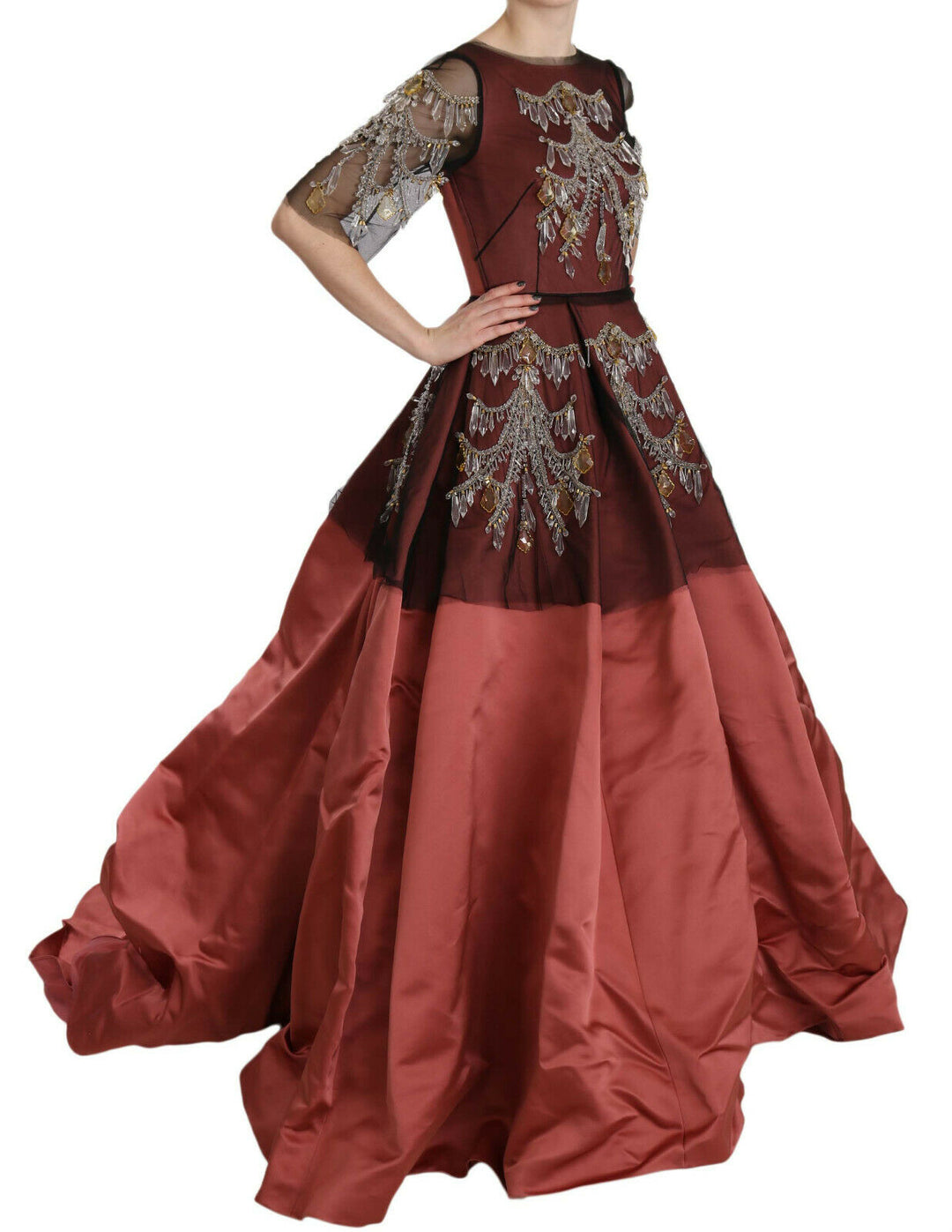Dolce &amp; Gabbana Crystal Chandelier Silk Princess Gown Dress women’s dress
