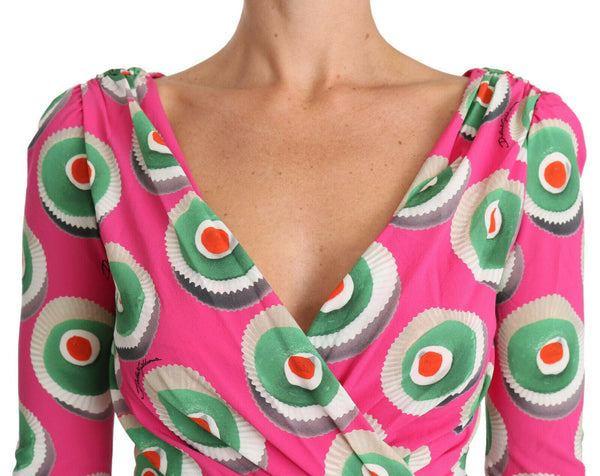 Dolce & Gabbana Pink Silk Cup Cake Sheath Stretch Dress women’s dress