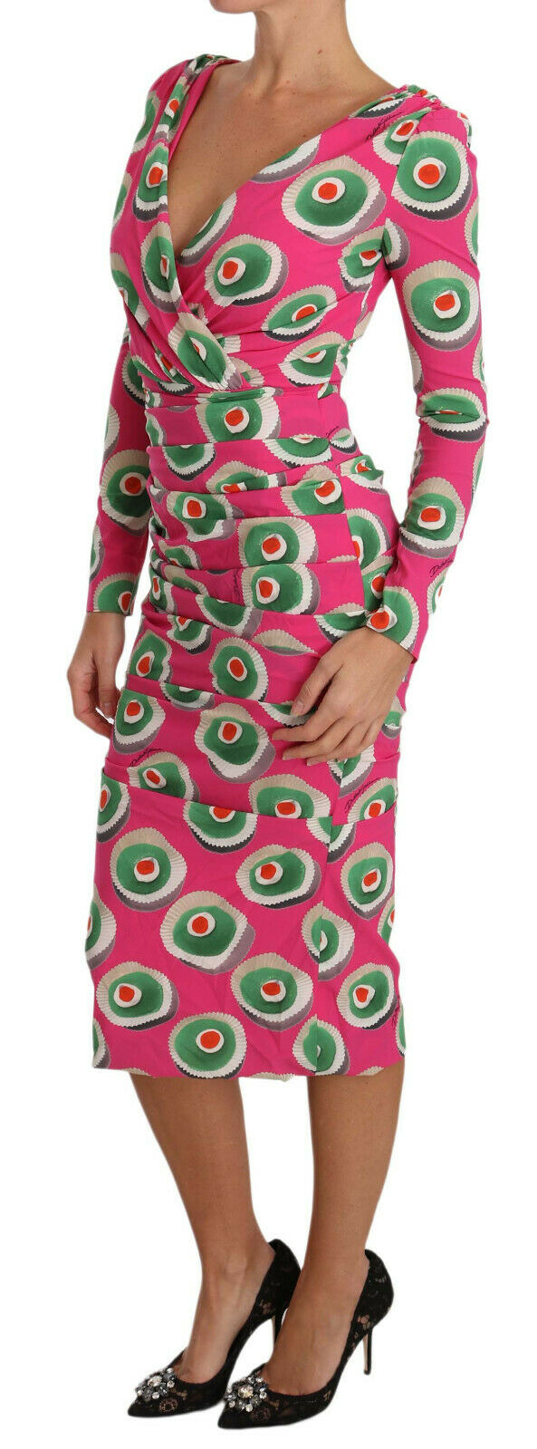 Dolce &amp; Gabbana Pink Silk Cup Cake Sheath Stretch Dress women’s dress