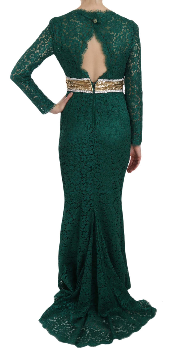 Dolce &amp; Gabbana Crystal Gold Belt Lace Sheath Gown Dress women’s dress