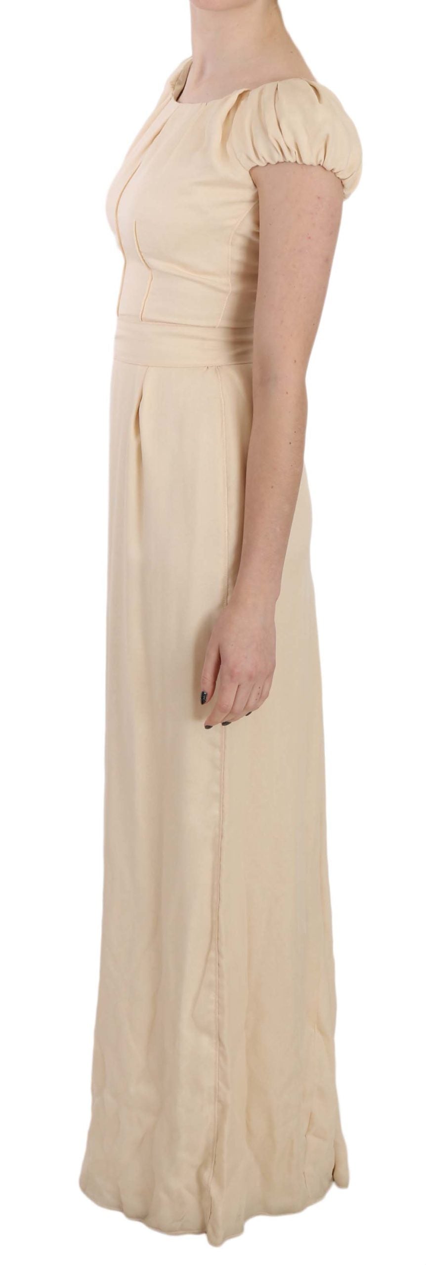 Dolce &amp; Gabbana Beige Silk Column Cap Sleeve Gown Dress women’s dress