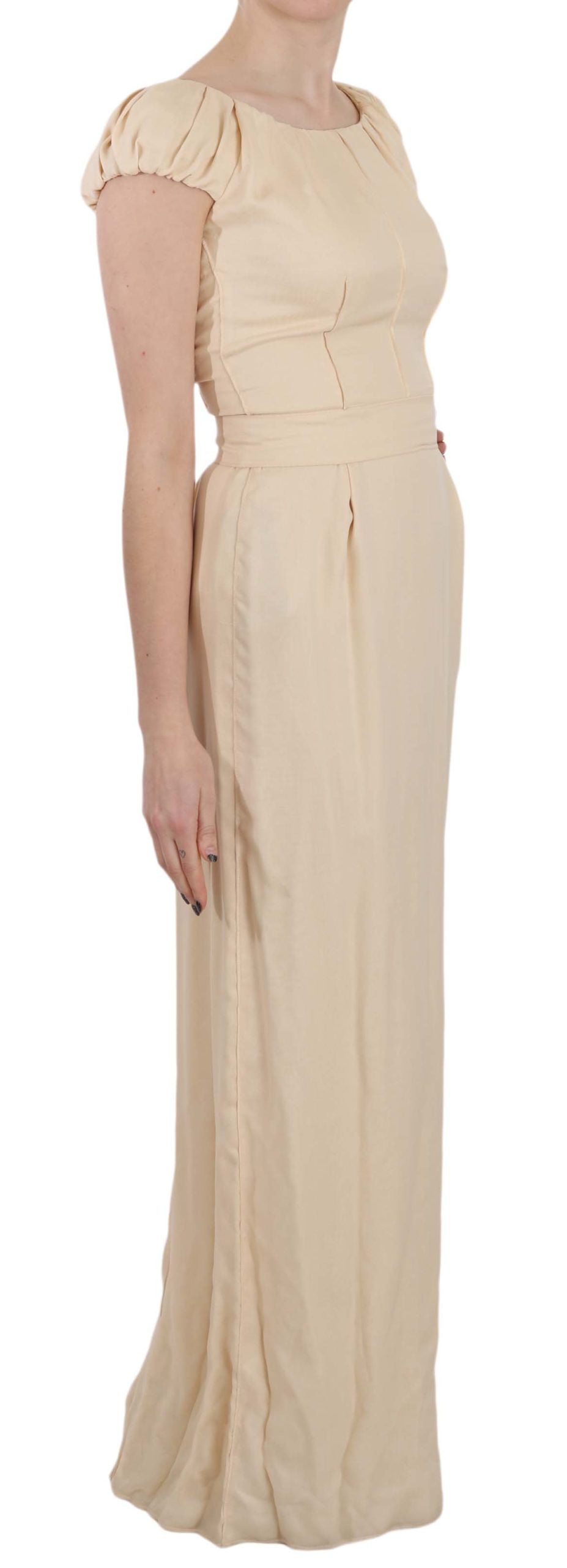 Dolce &amp; Gabbana Beige Silk Column Cap Sleeve Gown Dress women’s dress