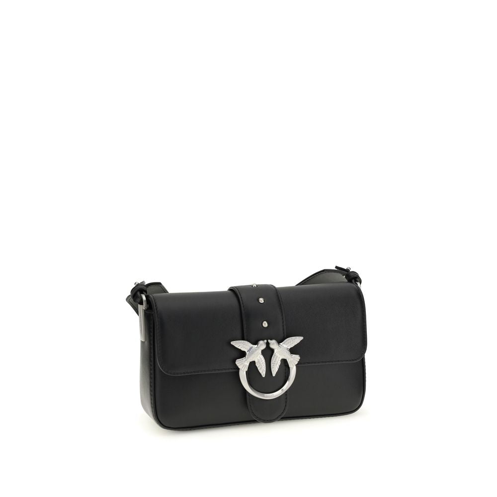PINKO - Black Calf Leather Bos Taurus Shoulder Bag